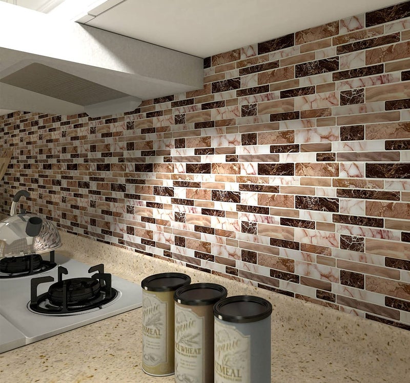LONGKING 10-Sheet Peel and Stick Tile Backsplash, Vinyl 3D Self-Adhesive Tile Stickers for Kitchen, Bathroom, Counter Top, Marble 77 - Image 2